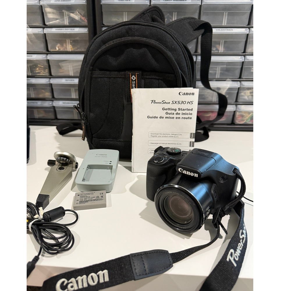Canon PowerShot SX530 HS 16MP 50x Zoom WiFi Digital Camera Bundle Charger Bag